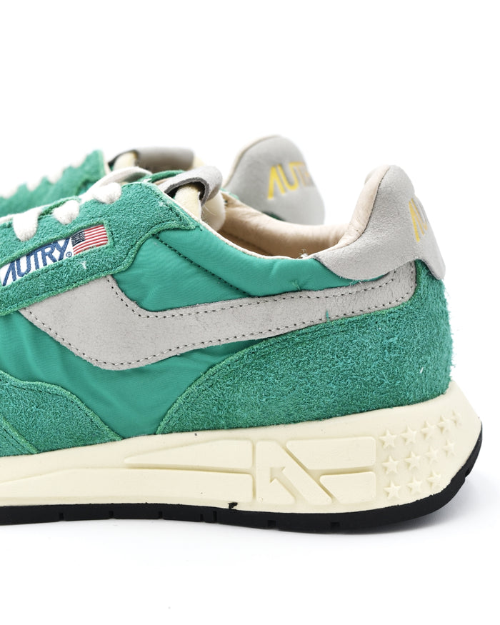 Autry Reelwind Low Sneakers in Green Nylon & Suede