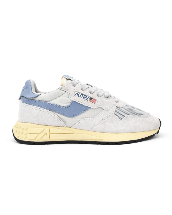 Autry Reelwind Low Sneakers in Ice Blue Nylon and Suede