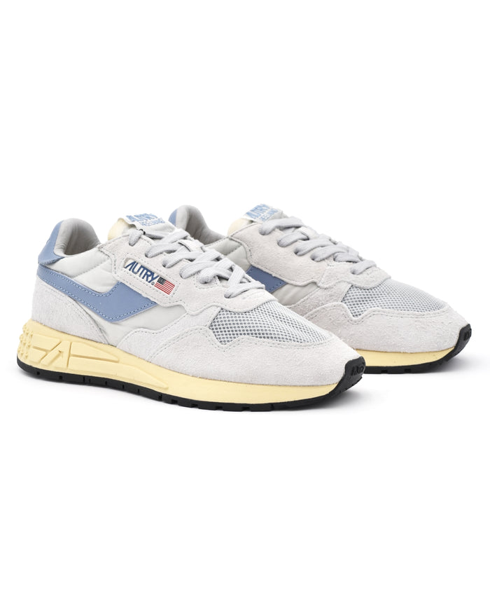 Autry Reelwind Low Sneakers in Ice Blue Nylon and Suede