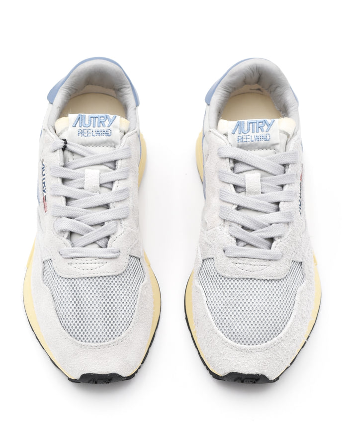 Autry Reelwind Low Sneakers in Ice Blue Nylon and Suede