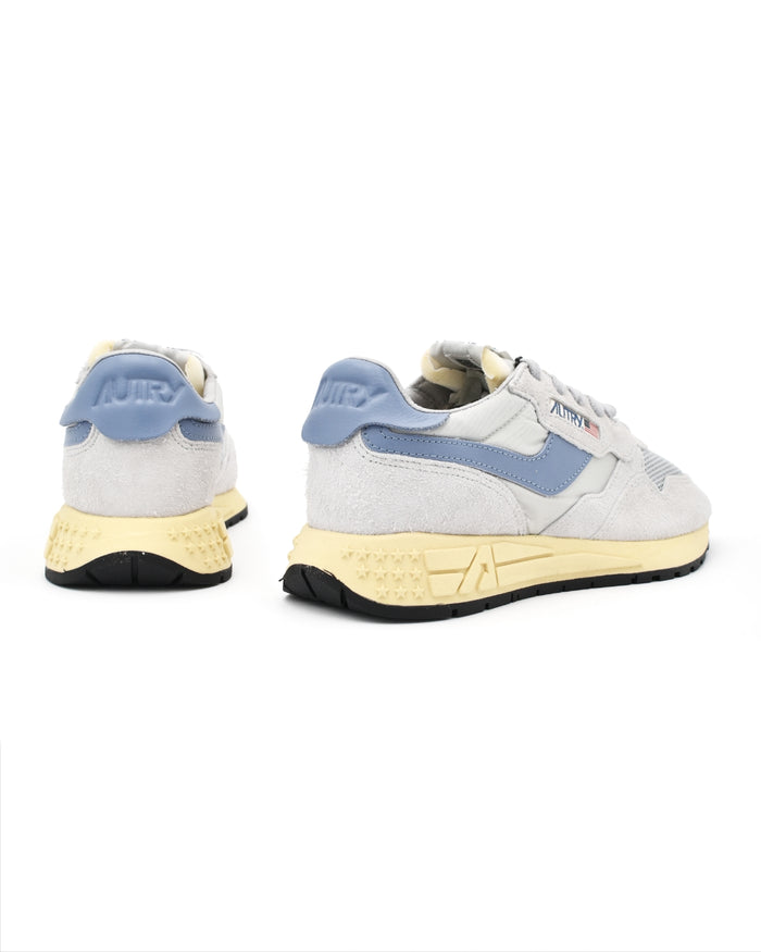 Autry Reelwind Low Sneakers in Ice Blue Nylon and Suede