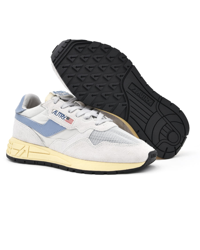 Autry Reelwind Low Sneakers in Ice Blue Nylon and Suede