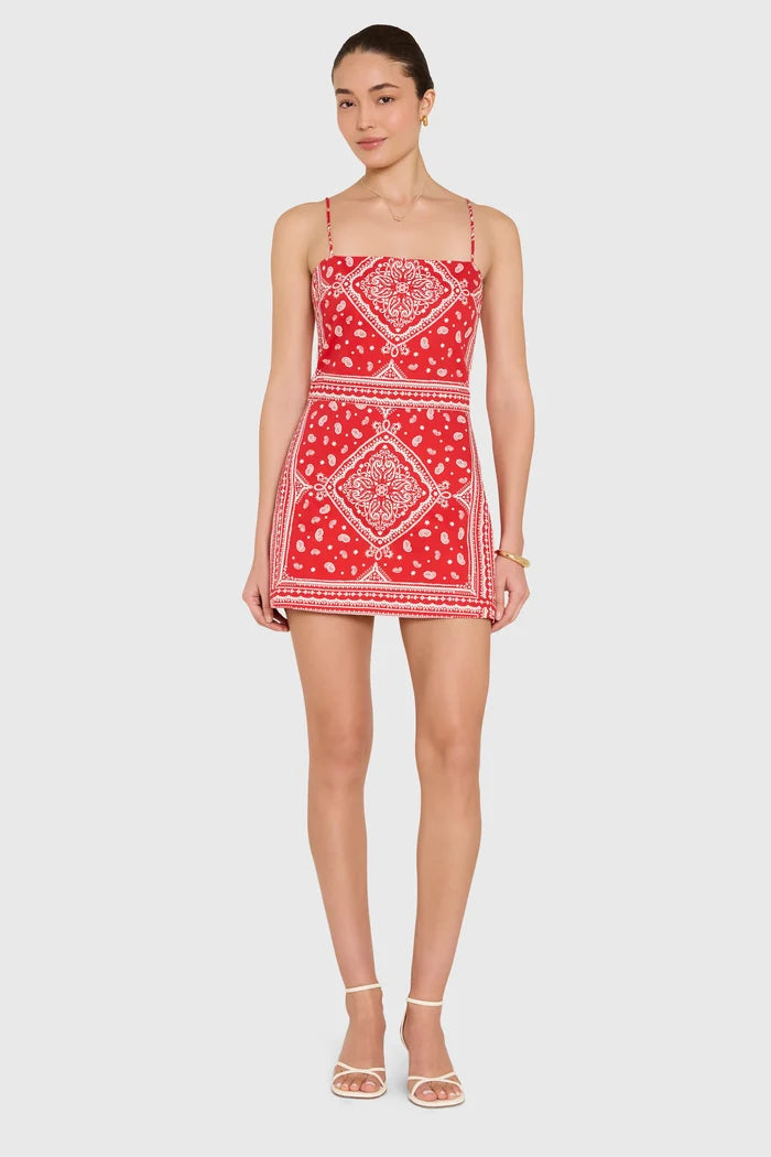 Avani Skort Romper-Red Montana Print