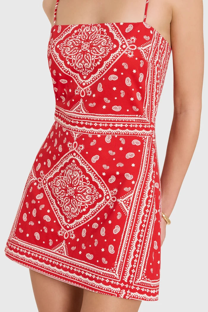 Avani Skort Romper-Red Montana Print