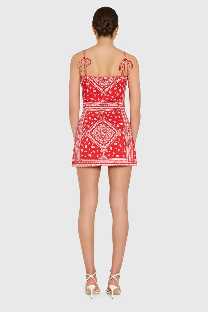 Avani Skort Romper-Red Montana Print