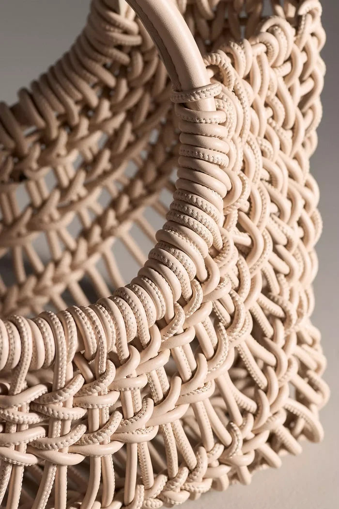 Azure Woven Handbag in Bone