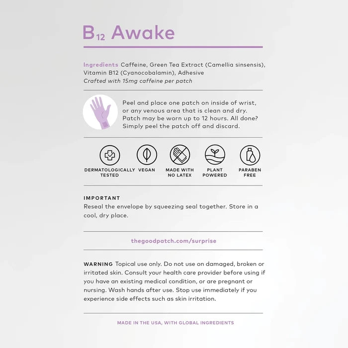 B12 Awake Plant-Based Wellness Patch