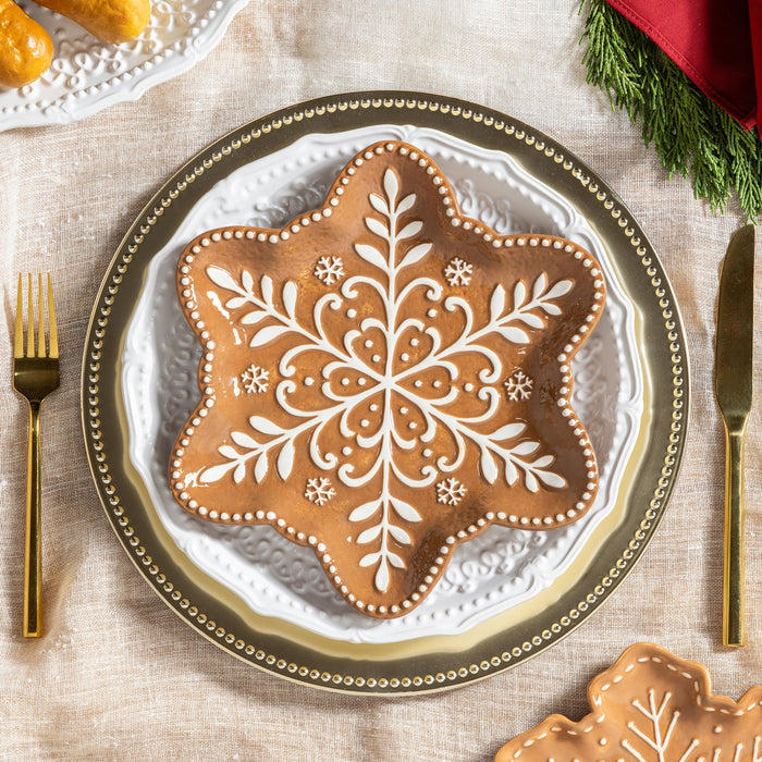 Baking Spirits Bright Gingerbread Snowflake Plate