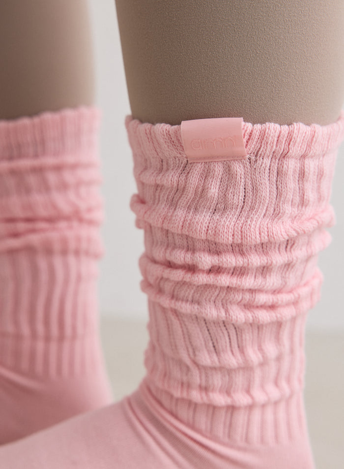 Pink Ballerina Slouch Socks by aim'n featuring a slouchy fit and a discreet fabric logo badge.