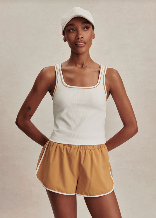 Barney Piped Tank-White/Apple cinnamon