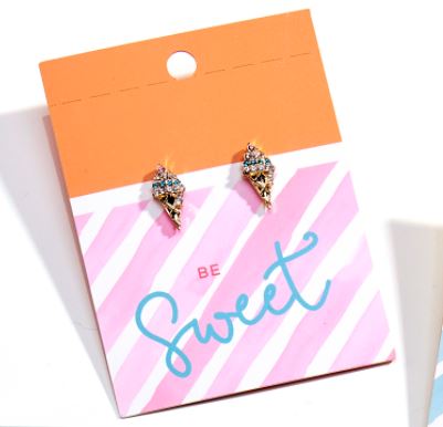 Be Sweet Ice Cream Cone Stud Earrings