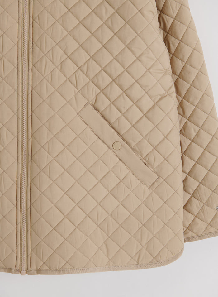 Beige Oversized Quilted Jacket