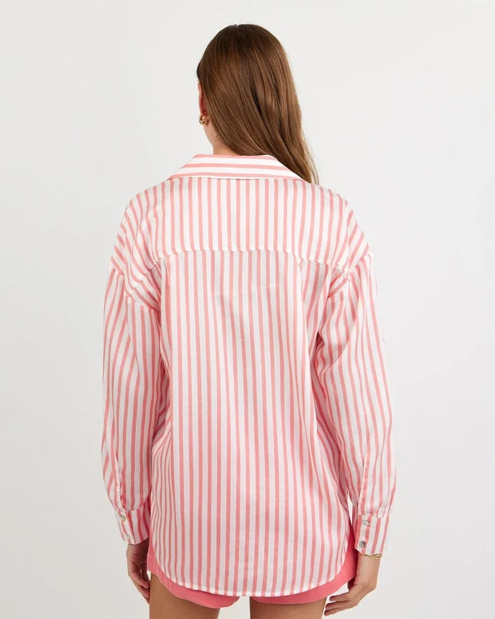 Bella Dahl Coral Stripe Button Down