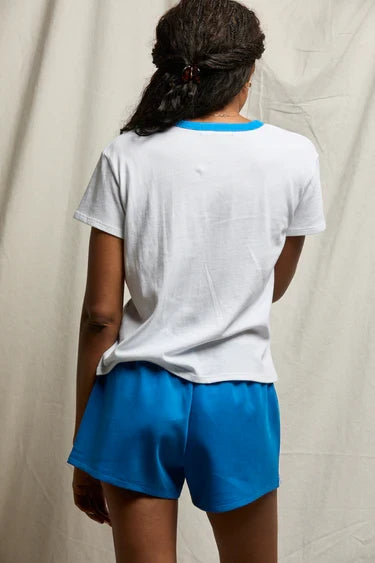 Billie Cotton Contrast Crewneck tee-Cobalt/White