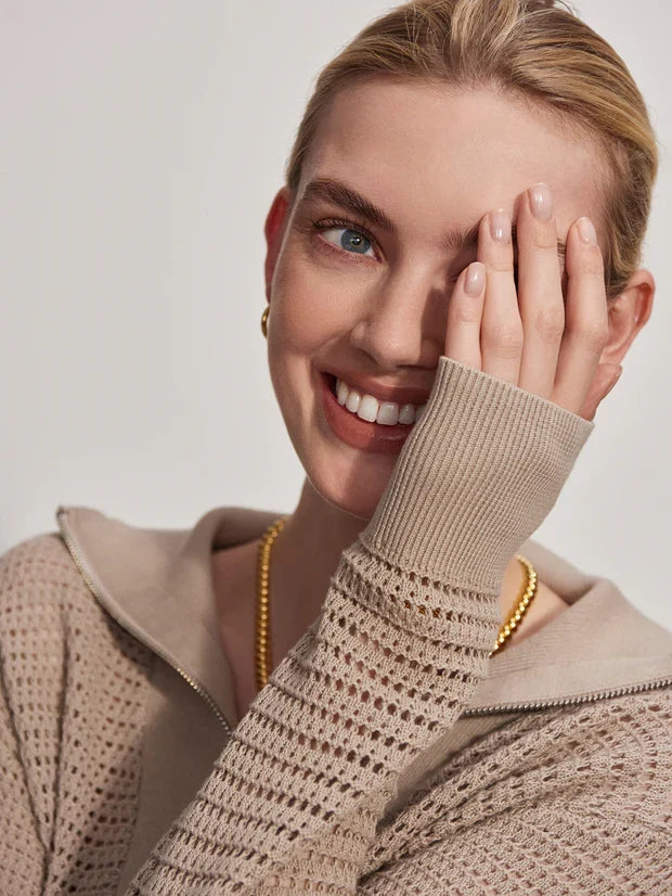 Billie Half Zip Knit in Cashmere Stone