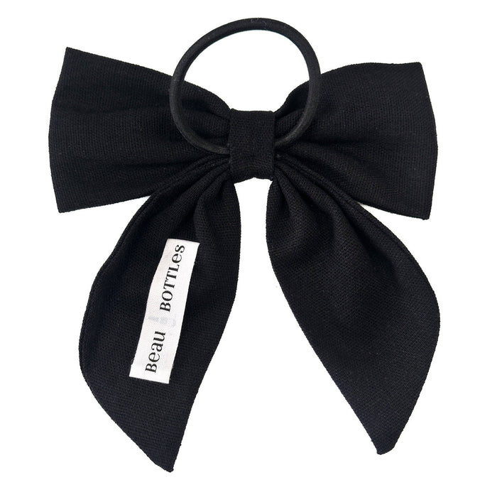 Black Linen Bottle Bow