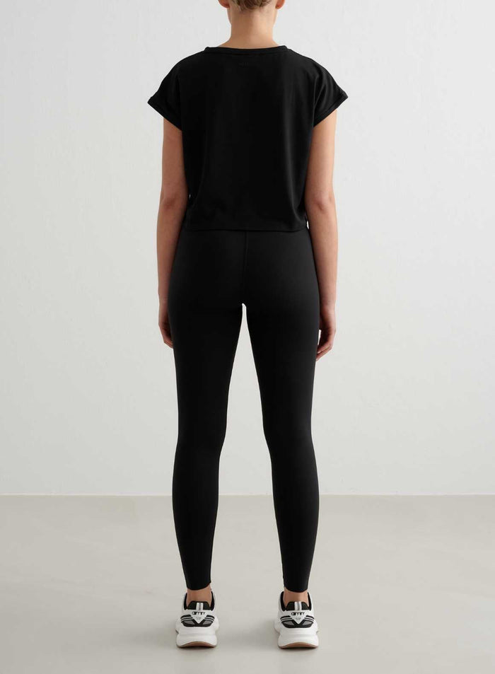 Black Soft Basic Roll Sleeve Top