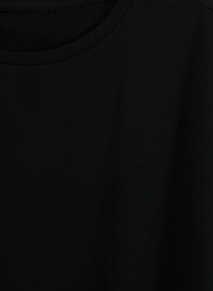 Black Soft Basic Roll Sleeve Top