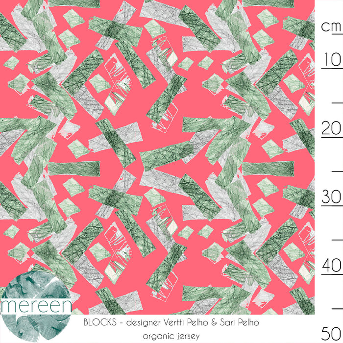 Blocks Organic Jersey, Bright Coral