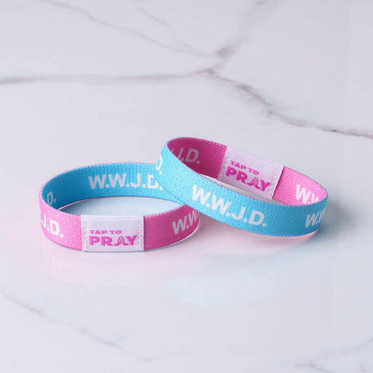 Blue & Pink WWJD | Tap To Pray® Wristband