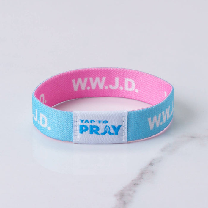 Blue & Pink WWJD | Tap To Pray® Wristband