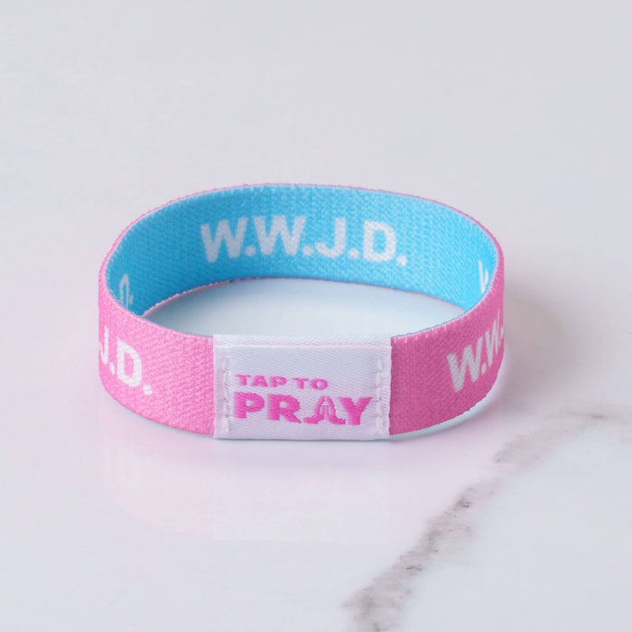 Blue & Pink WWJD | Tap To Pray® Wristband