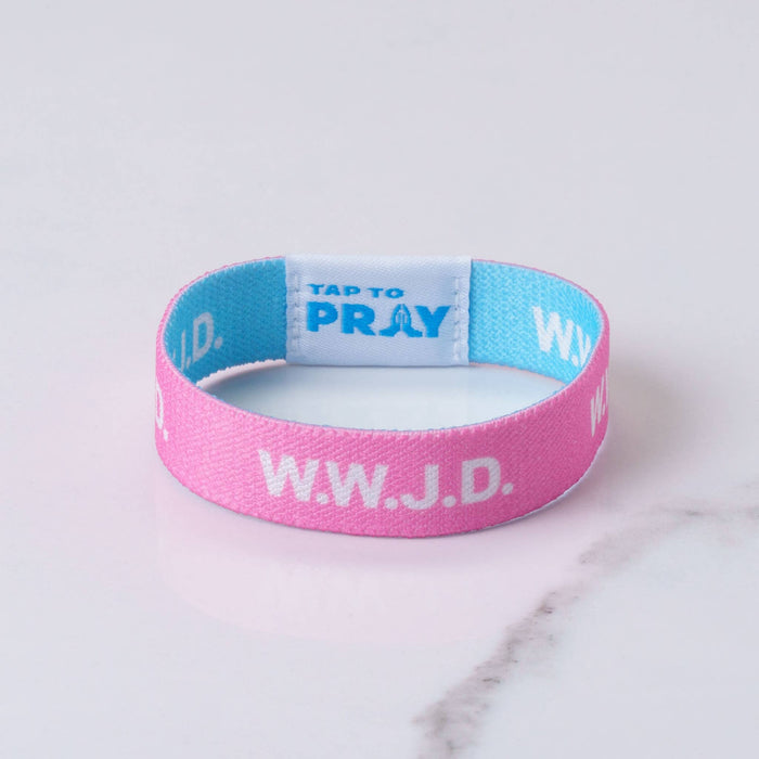 Blue & Pink WWJD | Tap To Pray® Wristband