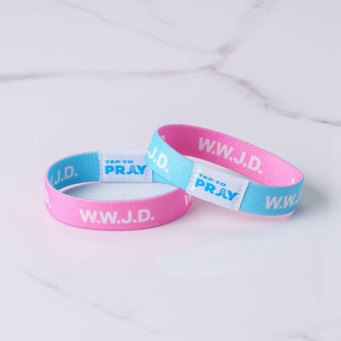 Blue & Pink WWJD | Tap To Pray® Wristband