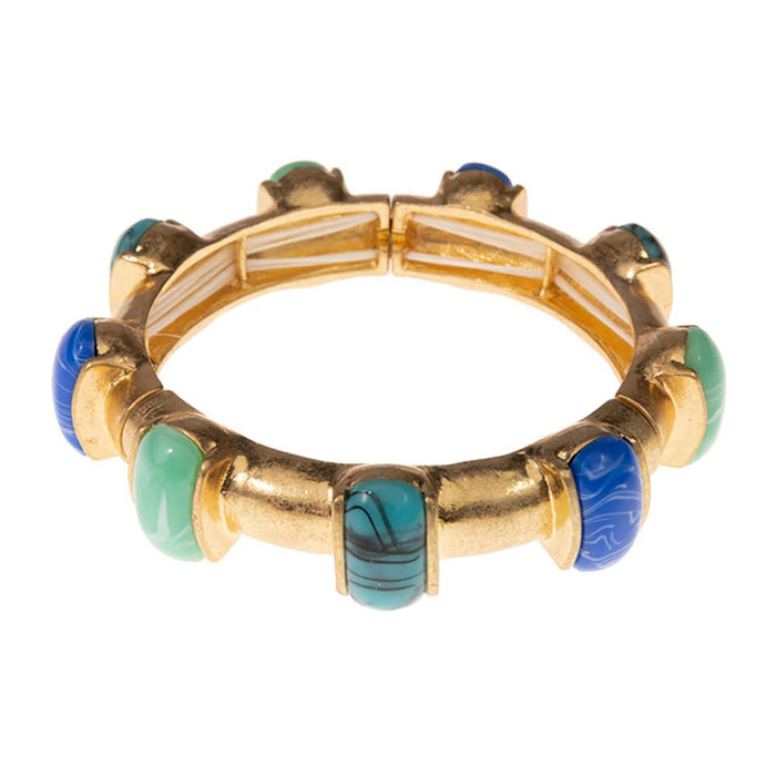 Blue Stone Pointed Stretch Bangle Bracelet