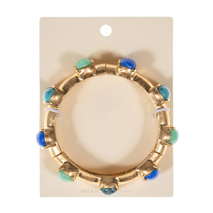 Blue Stone Pointed Stretch Bangle Bracelet