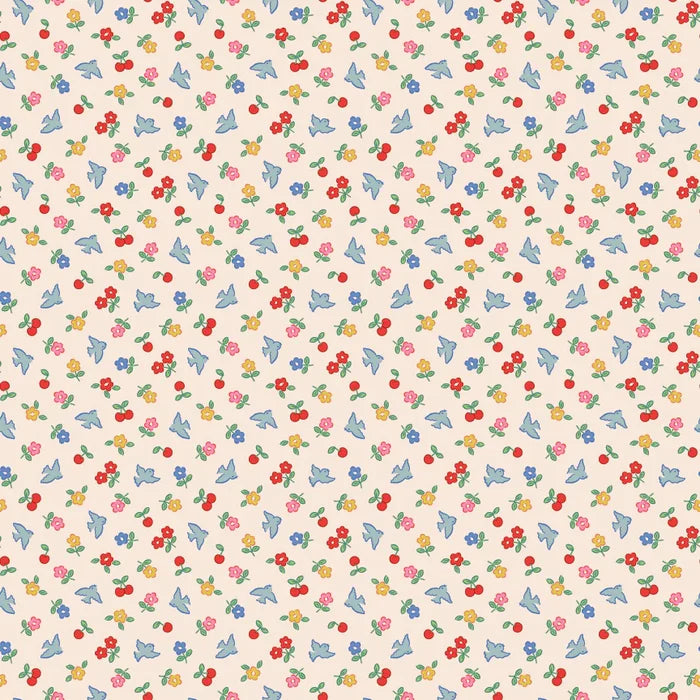 Bluebells & Buttercups - Cheery Bluebird - Sky - Elea Lutz - Poppie Cotton