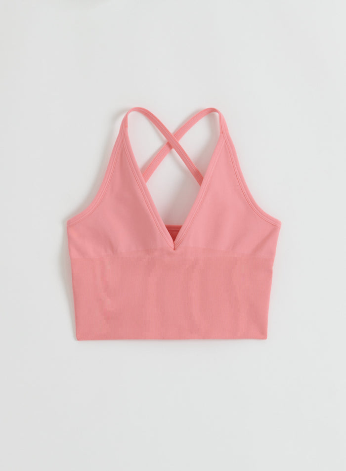 Blush Shape Seamless Cross Back Bralette by aim'n