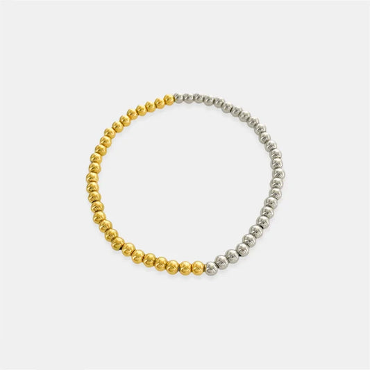 Bracelet Beaded with Half Gold/Half Rhodium(Silver)