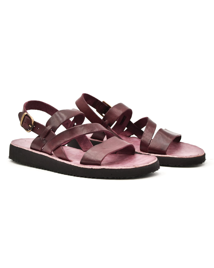 Brador Strappy Sandal in Washed Burgundy