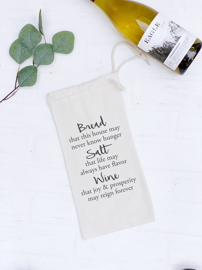 Bread, Salt, Wine - Canvas Wine Bag