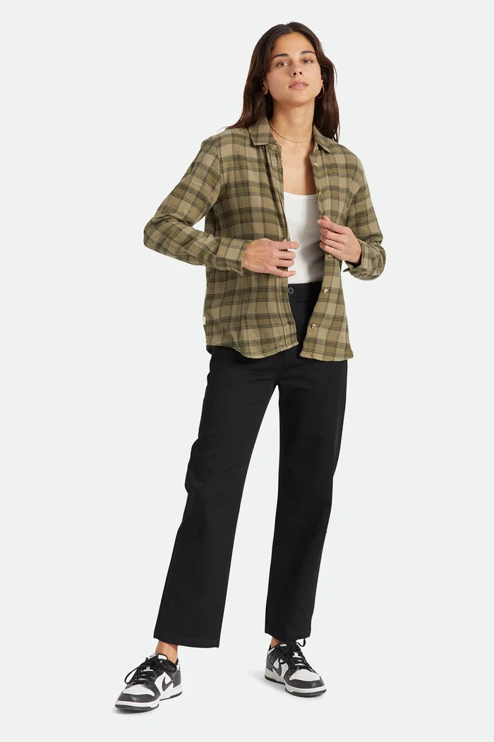 BRIXTON - BOWERY W SOFT WEAVE L/S FLANNE - MILITARY OLIVE