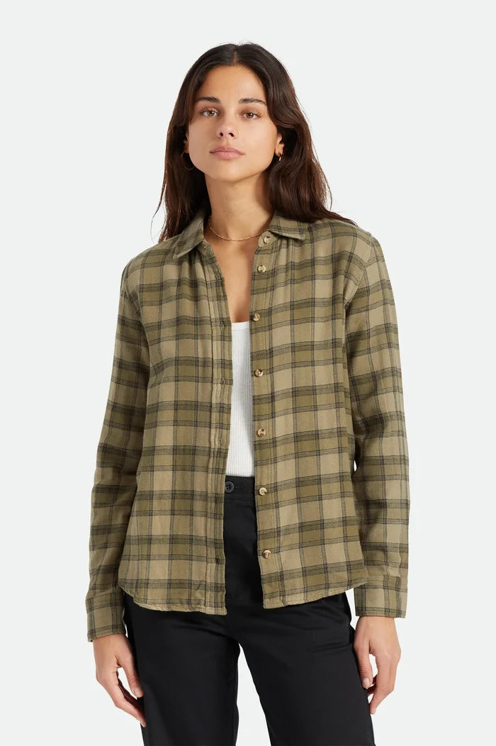 BRIXTON - BOWERY W SOFT WEAVE L/S FLANNE - MILITARY OLIVE