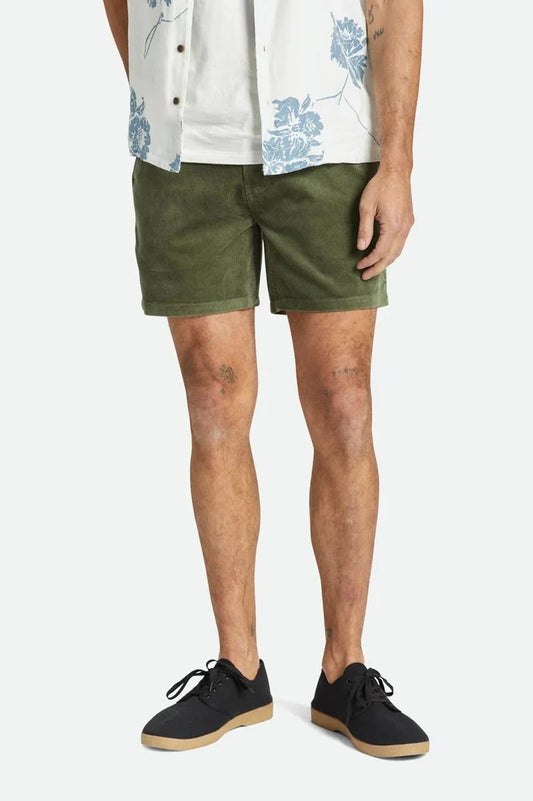 BRIXTON - CHOICE CHINO SHORT 16"" - OLIVE SURPLUS CORD