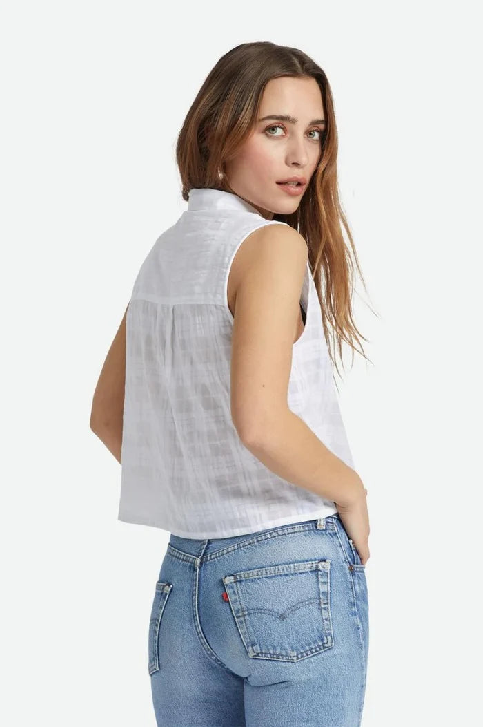 BRIXTON - LEON BOXY SLEEVELESS WOVEN - WHITE