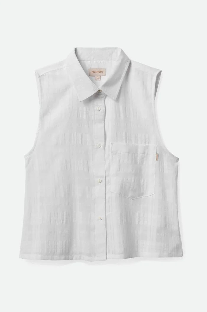 BRIXTON - LEON BOXY SLEEVELESS WOVEN - WHITE