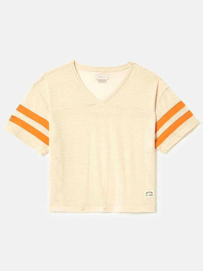 BRIXTON - VARSITY FOOTBALL MESH TEE - WHITECAP