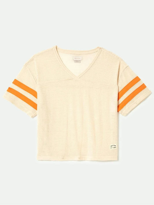 BRIXTON - VARSITY FOOTBALL MESH TEE - WHITECAP