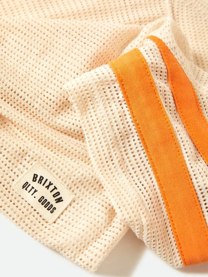 BRIXTON - VARSITY FOOTBALL MESH TEE - WHITECAP