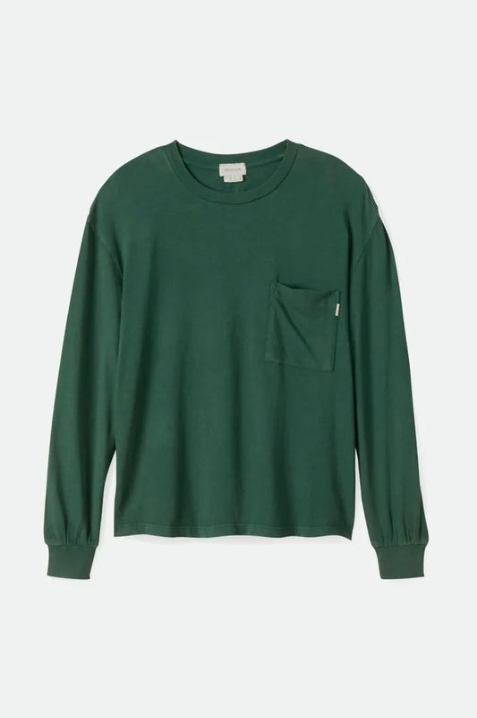 BRIXTON - WOMENS CAREFREE L/S POCKET TEE PINE NEEDLE