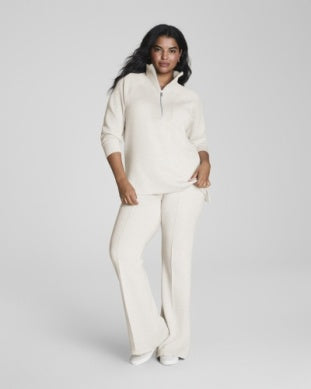Brushed Airessentials Half Zip Tunic-Heather Cream