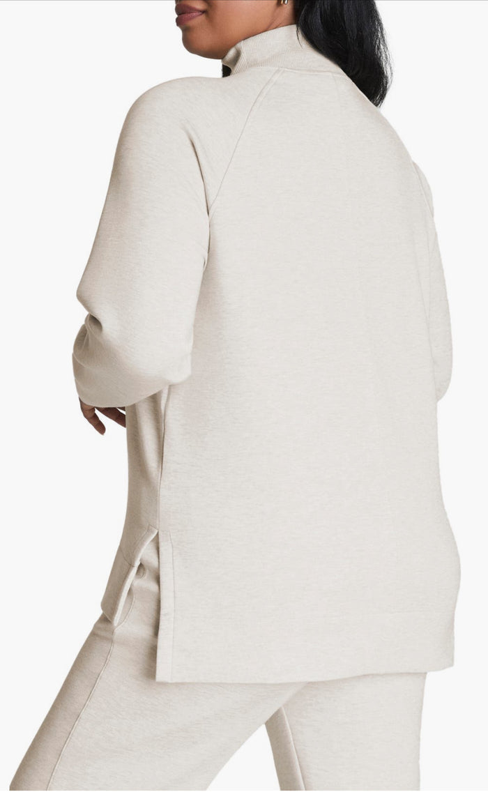 Brushed Airessentials Half Zip Tunic-Heather Cream
