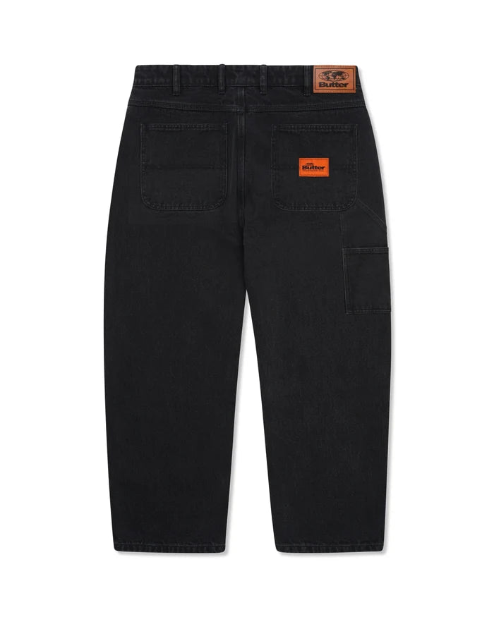 BUTTER GOODS - SAMTOSUOSSO DOUBLE KNEE DENIM JEANS WASHED BLACK