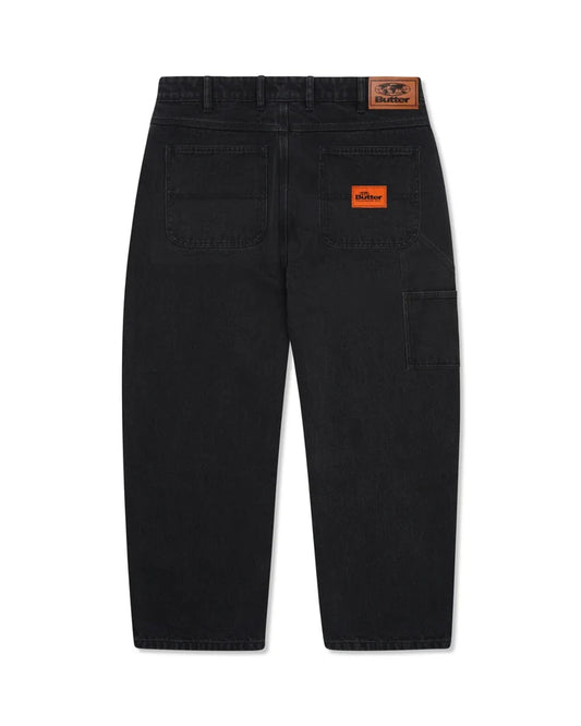 BUTTER GOODS - SAMTOSUOSSO DOUBLE KNEE DENIM JEANS WASHED BLACK