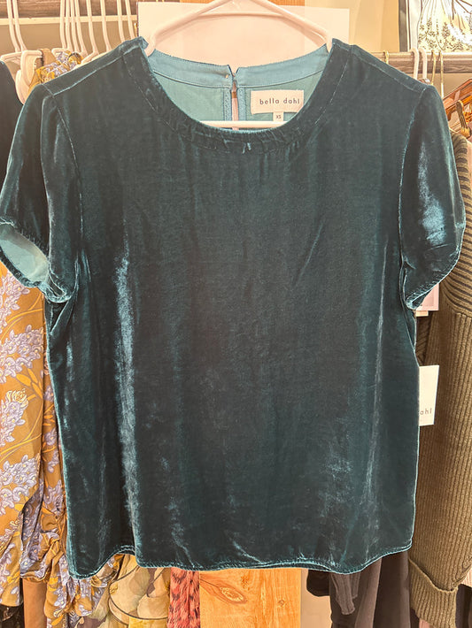 Button Back Crew Tee - Teal