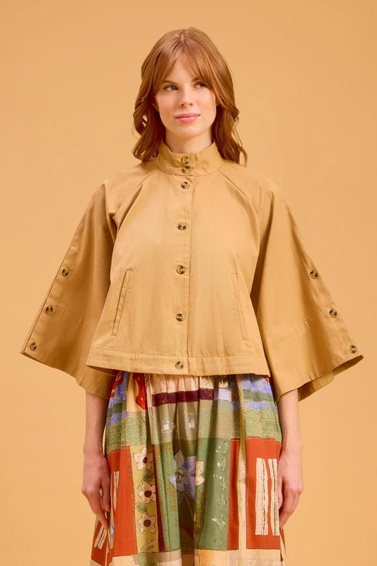 Capelet Jacket-Tan